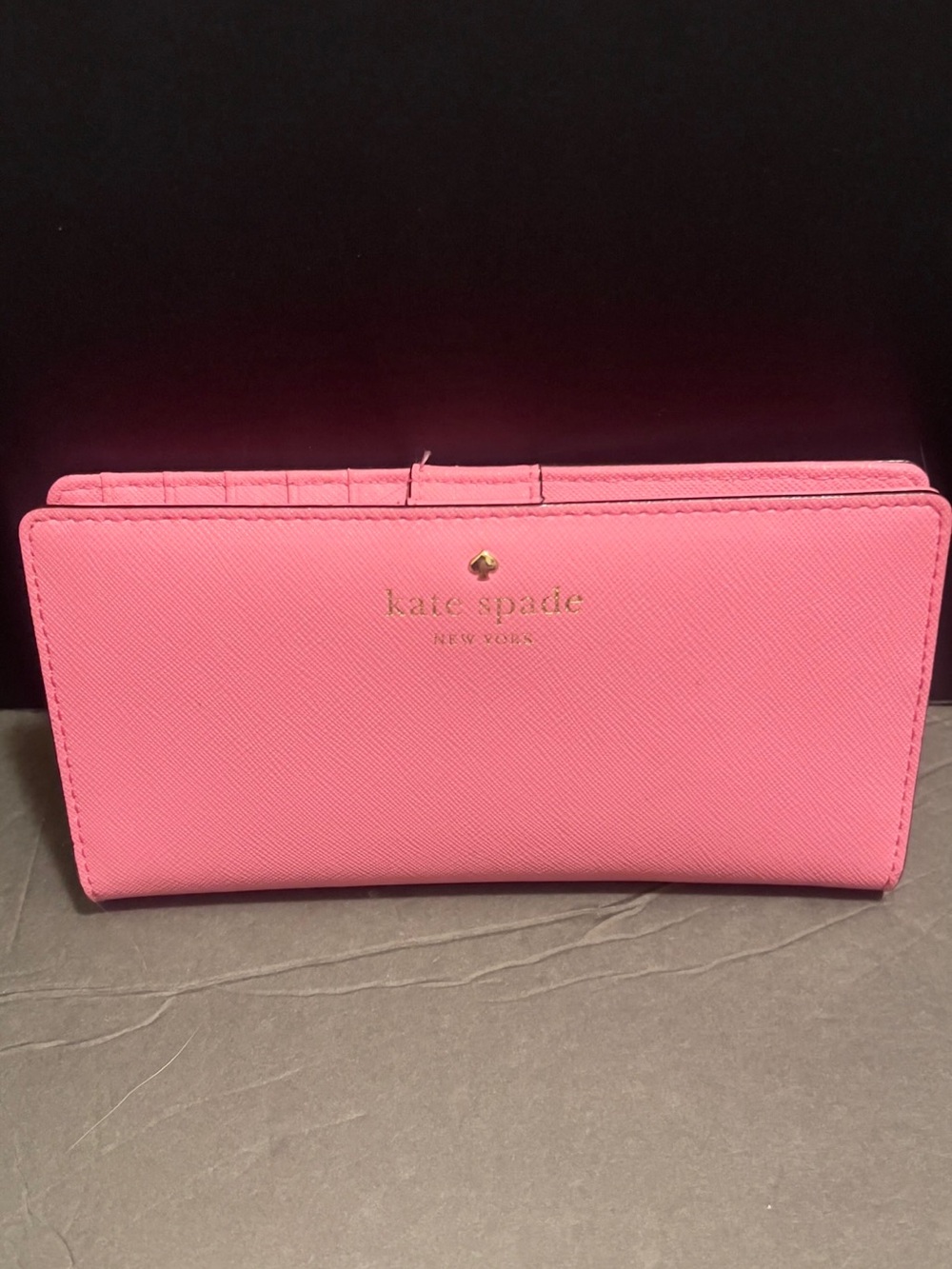 kate spade Madison large Pink Saffiano Slim Wallet with Gold Logo